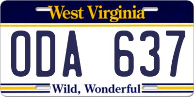 WV license plate ODA637