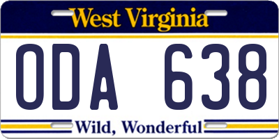 WV license plate ODA638