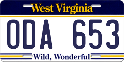 WV license plate ODA653