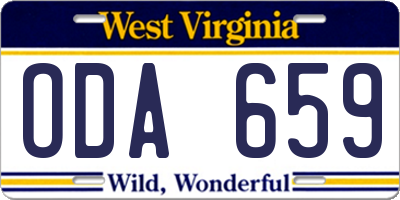 WV license plate ODA659