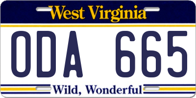 WV license plate ODA665