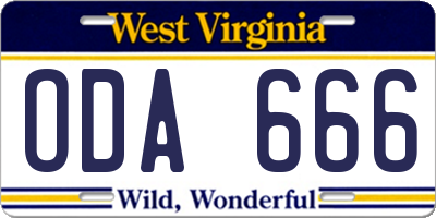 WV license plate ODA666
