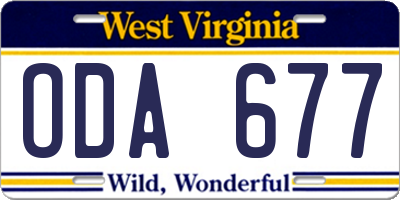 WV license plate ODA677