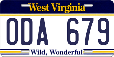 WV license plate ODA679