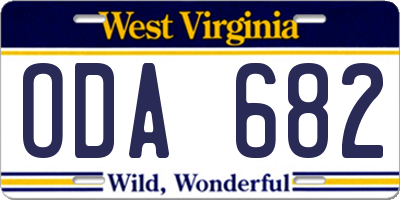 WV license plate ODA682