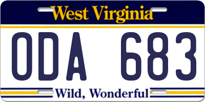 WV license plate ODA683