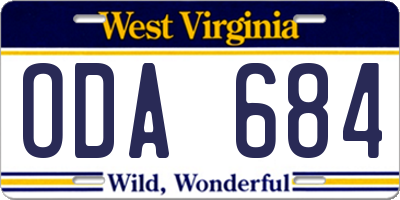 WV license plate ODA684