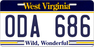 WV license plate ODA686