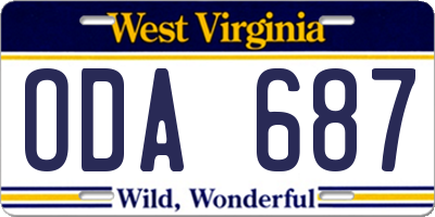 WV license plate ODA687