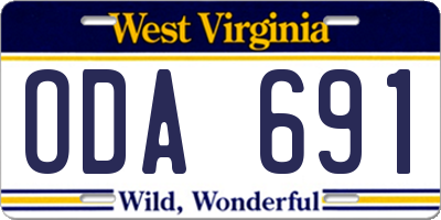 WV license plate ODA691