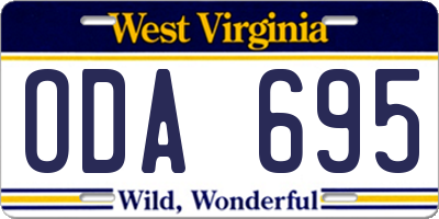 WV license plate ODA695