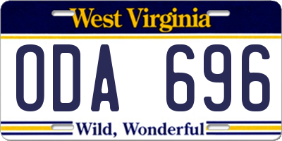 WV license plate ODA696