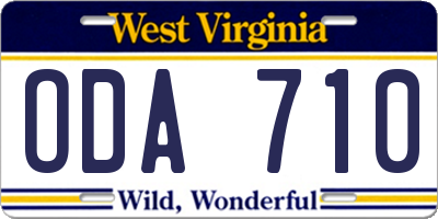WV license plate ODA710
