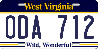 WV license plate ODA712