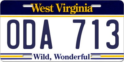 WV license plate ODA713