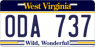 WV license plate ODA737