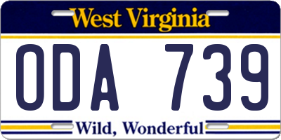 WV license plate ODA739