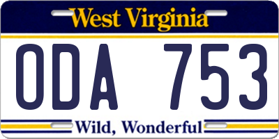 WV license plate ODA753