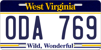 WV license plate ODA769