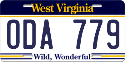 WV license plate ODA779