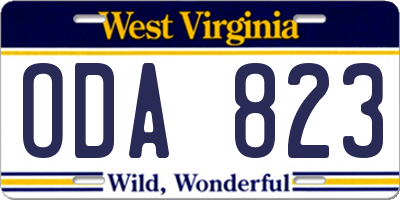 WV license plate ODA823