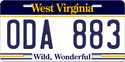 WV license plate ODA883