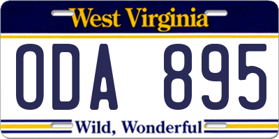 WV license plate ODA895