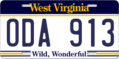 WV license plate ODA913