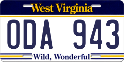 WV license plate ODA943