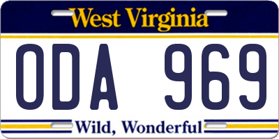 WV license plate ODA969