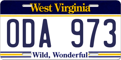 WV license plate ODA973