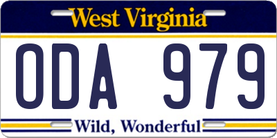 WV license plate ODA979