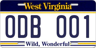 WV license plate ODB001