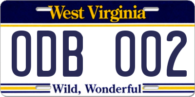 WV license plate ODB002