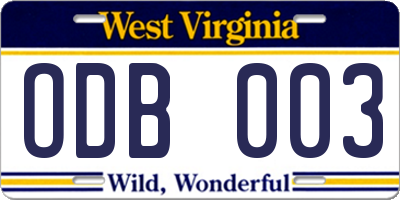 WV license plate ODB003