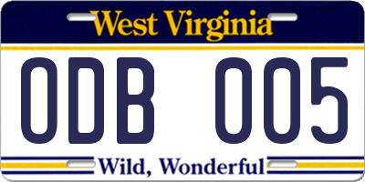 WV license plate ODB005
