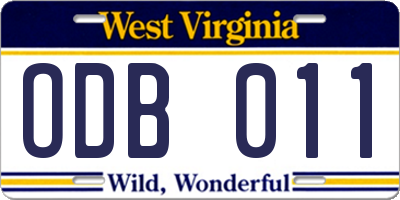 WV license plate ODB011
