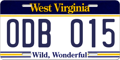 WV license plate ODB015