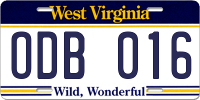 WV license plate ODB016