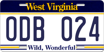 WV license plate ODB024