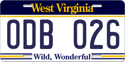 WV license plate ODB026