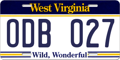 WV license plate ODB027
