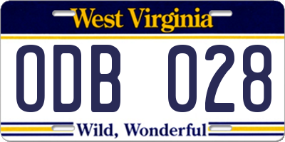 WV license plate ODB028