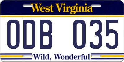 WV license plate ODB035