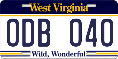 WV license plate ODB040