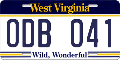 WV license plate ODB041