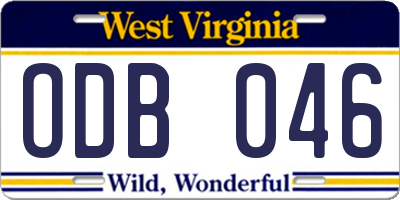 WV license plate ODB046
