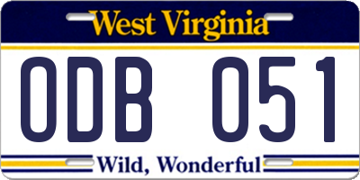 WV license plate ODB051