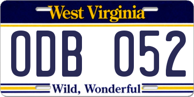 WV license plate ODB052