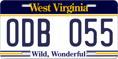 WV license plate ODB055
